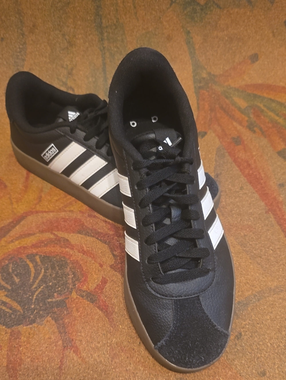 adidas VL Court 3.0 Men’s Black Athletic Shoes with White Stripes